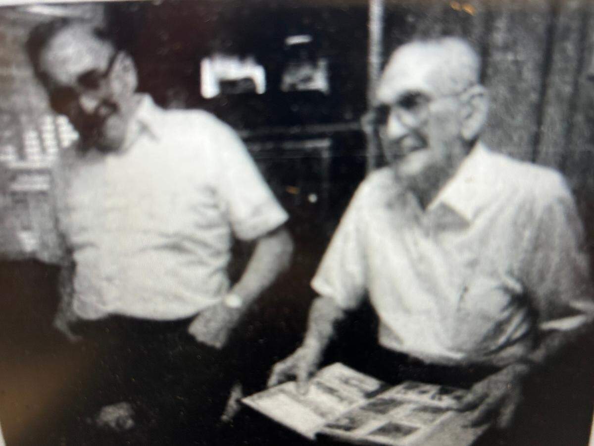 Roland Bragg, left, and John Martz were reunited in 1994 after their service in World War II. Fort Bragg is now named for Bragg, a paratrooper from Maine who rescued Martz in a stolen ambulance.
