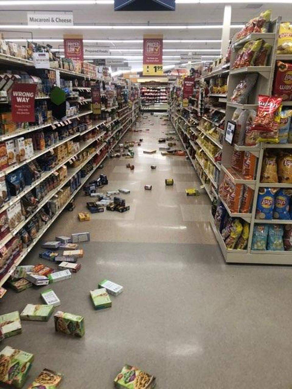 Officials are assessing damage to a Food Lion in Sparta, North Carolina after an earthquake on the morning of Sunday August 9, 2020, a company spokesperson said.