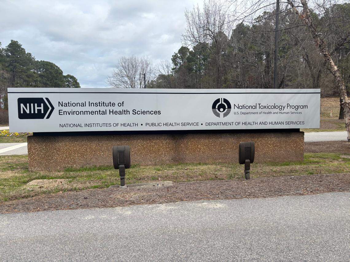 A sign outside the National Institute of Environmental Health Sciences in Research Triangle Park, North Carolina.
