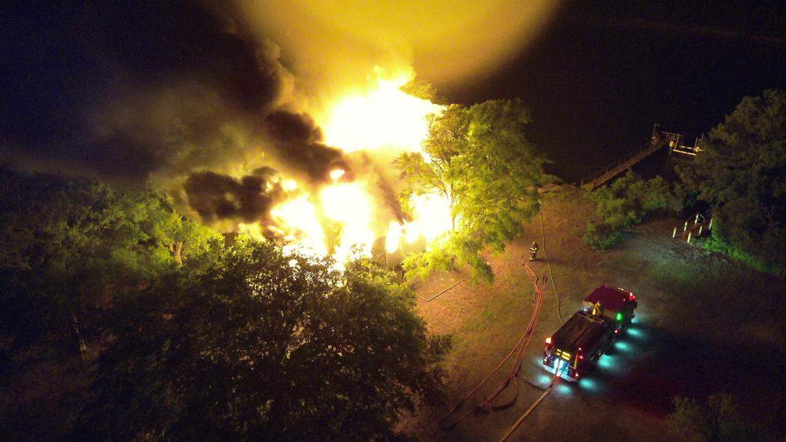 The home at 302 W Yacht Drive on Oak Island was deemed “a total loss,” and was unoccupied at the time of the fire, officials said.