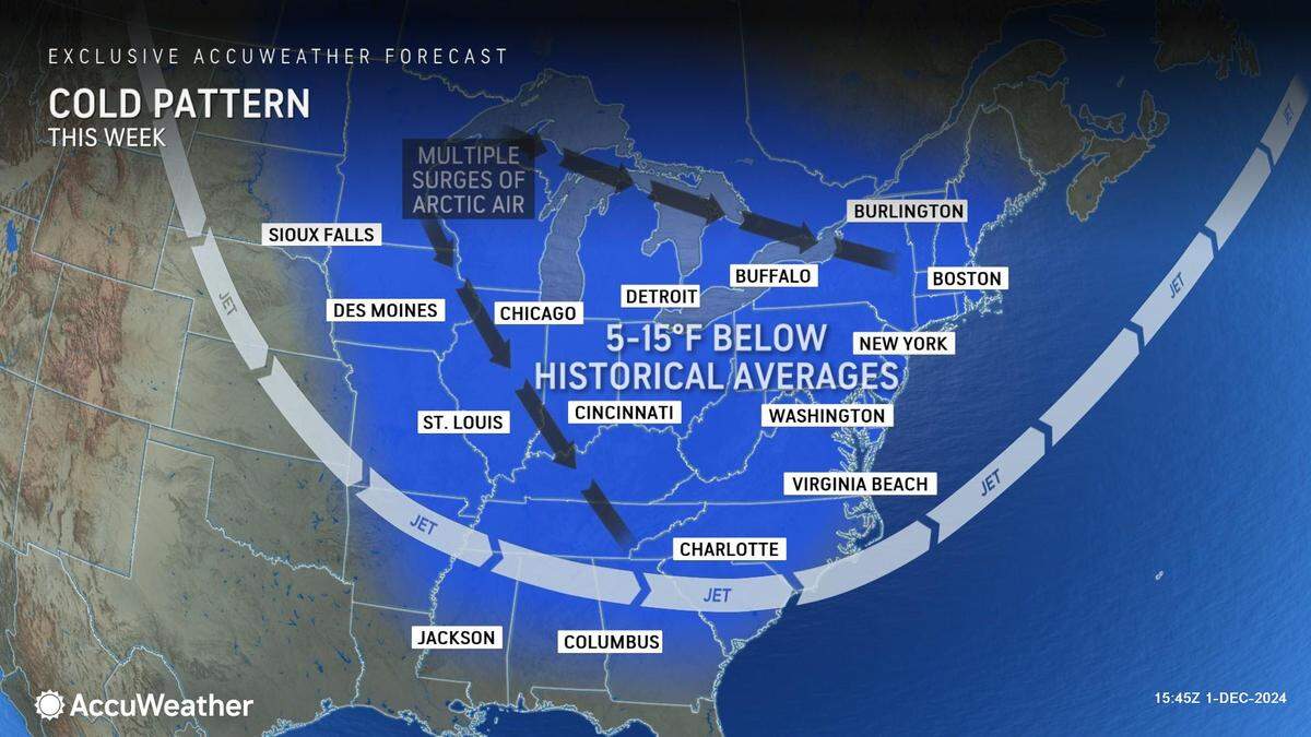 Cold weather pattern for the week of Dec. 2, 2024.