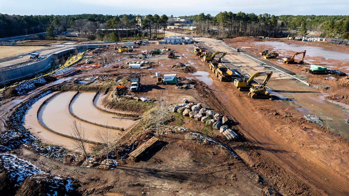 HUB RTP is expected to begin rising out of the ground later this year. The $1.5 billion project, at the corner of Davis Drive and N.C. 54, will add the first office towers, apartments and retail to Research Triangle Park.