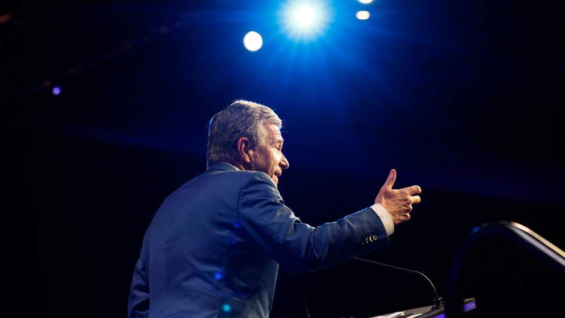 N.C. Gov. Roy Cooper speaks during the North Carolina Democratic Party Unity Dinner at the Raleigh Convention Center Saturday, July 20, 2024