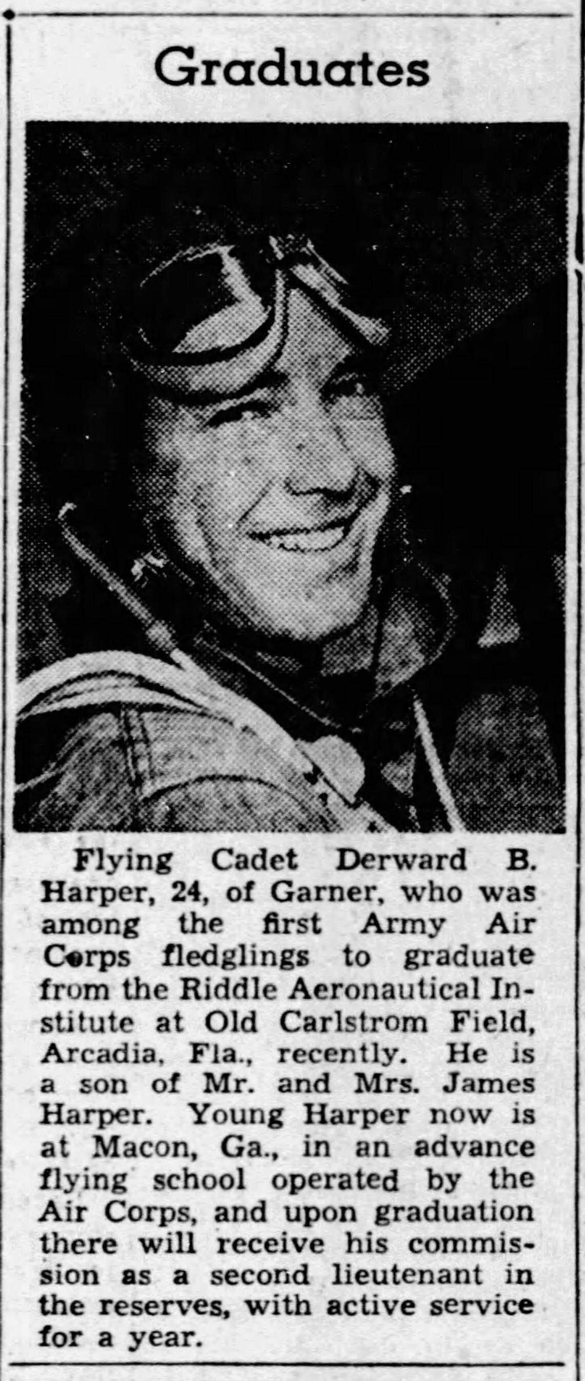 Derward Blake Harper, killed when his B-25 crashed in China, took five years to return for burial in Raleigh