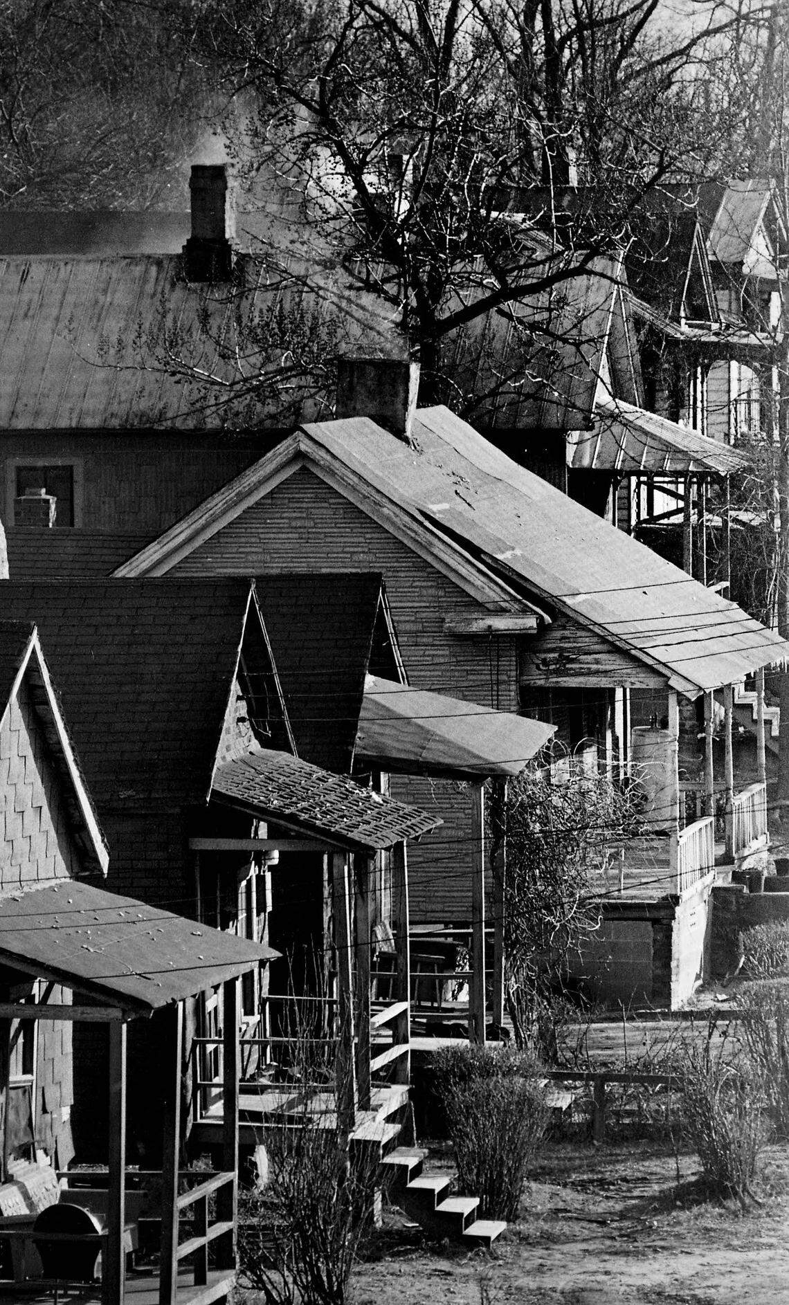 Homes in the Fourth Ward/Southside neighborhood of Raleigh photographed for a story on poor living conditions in the area, January 21, 1970.