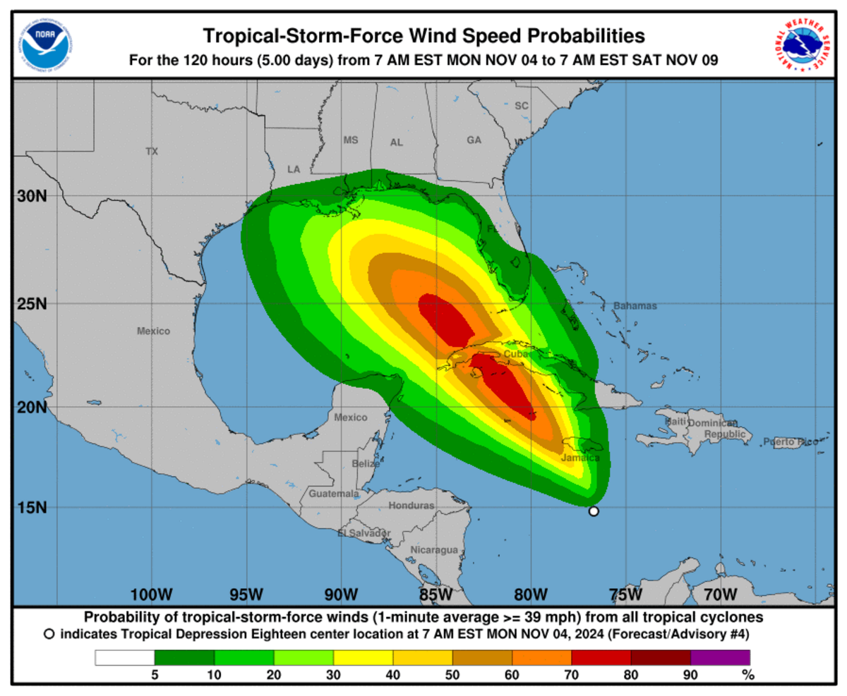 A depression has formed in the Gulf that forecasters say is likely to become a tropical storm or hurricane this week. It could bring tropical storm-force winds and heavy rain to Florida, Alabama, Mississippi and Louisiana.