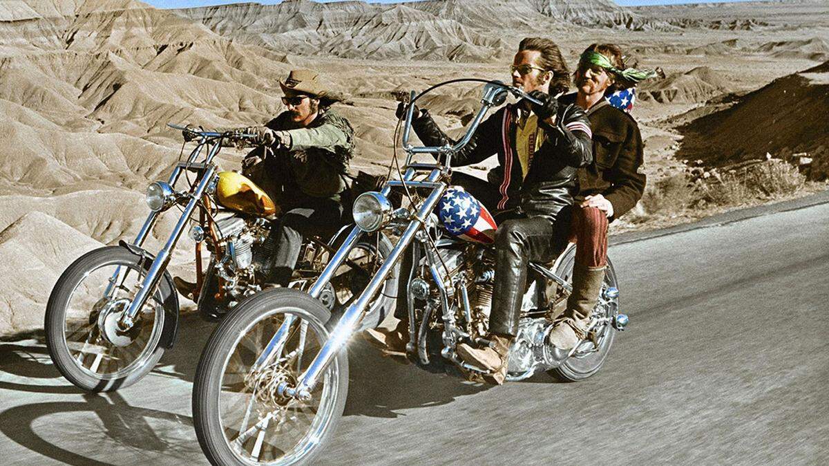 Dennis Hopper, left, Jack Nicholson and Peter Fonda in the 1969 film “Easy Rider.”