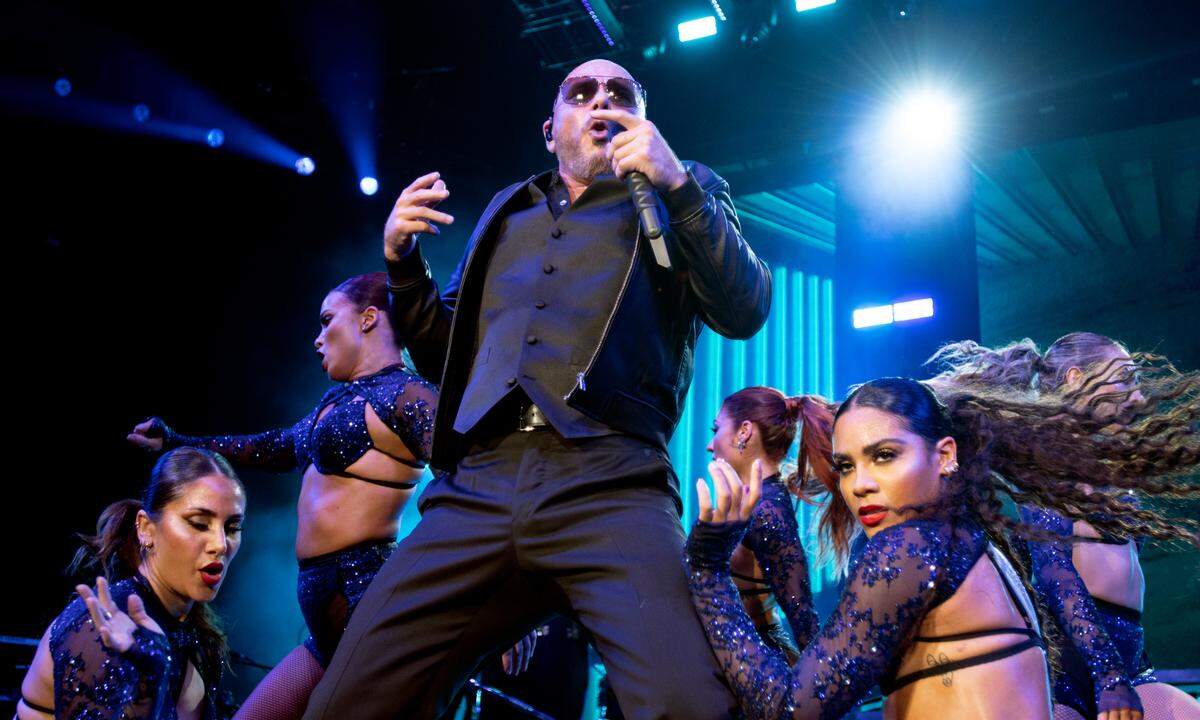 Pitbull opens his “Can’t Stop Us Now Tour” at Coastal Credit Union Music Pavilion at Walnut Creek in Raleigh, N.C., Thursday night, July 28, 2022.