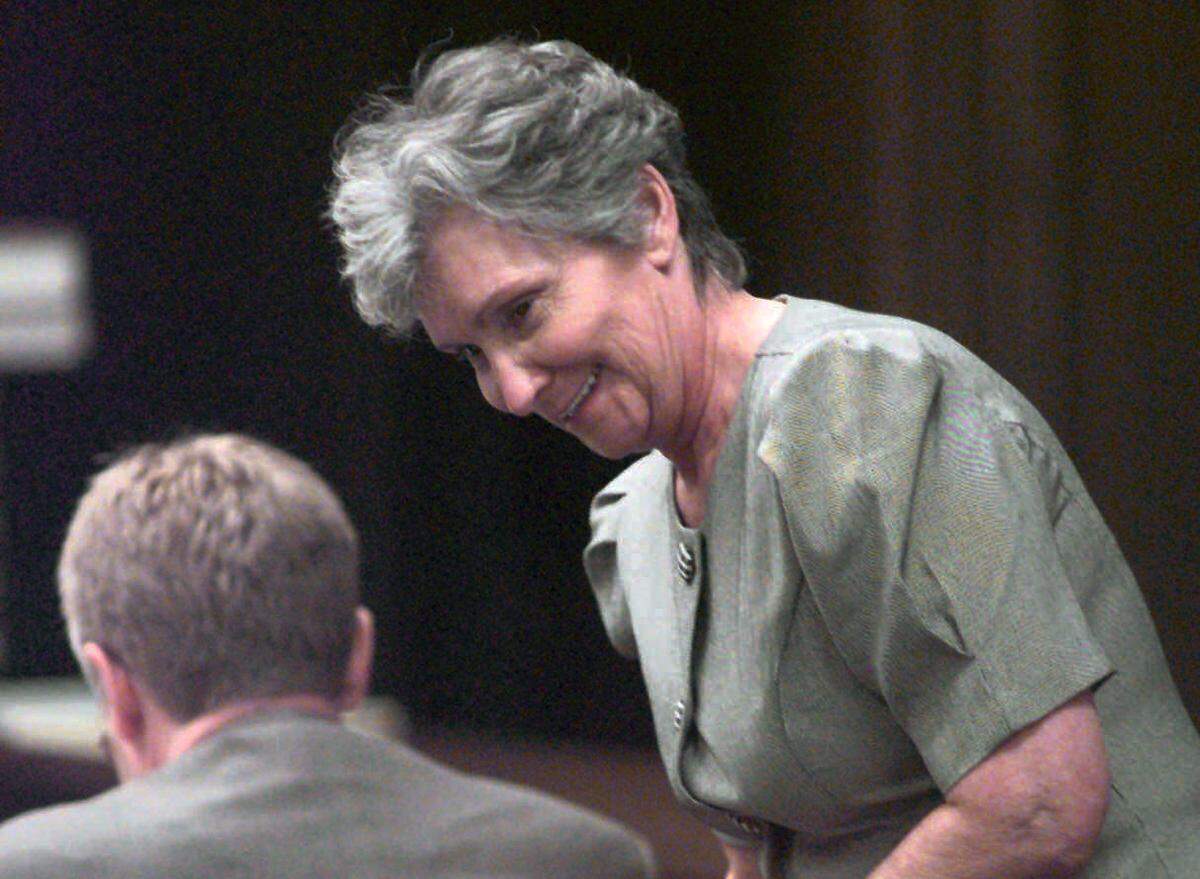 Blanche Taylor Moore was in Winston-Salem, N.C. Monday July 21, 1997 for a hearing talks with her attorney, William Taylor. Moore on North Carolina’s death row for poisoning her boyfriend with arsenic more than a decade ago. (AP Photo/Winston-Salem Journal, Jessica Mann)