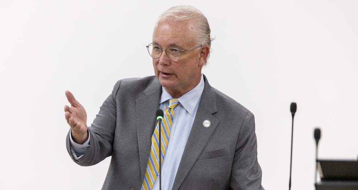 North Carolina State Auditor Dave Boliek addresses the House Committee on Government Efficiency on Tuesday September 23, 2025 at the Legislative Office Building in Raleigh, N.C.