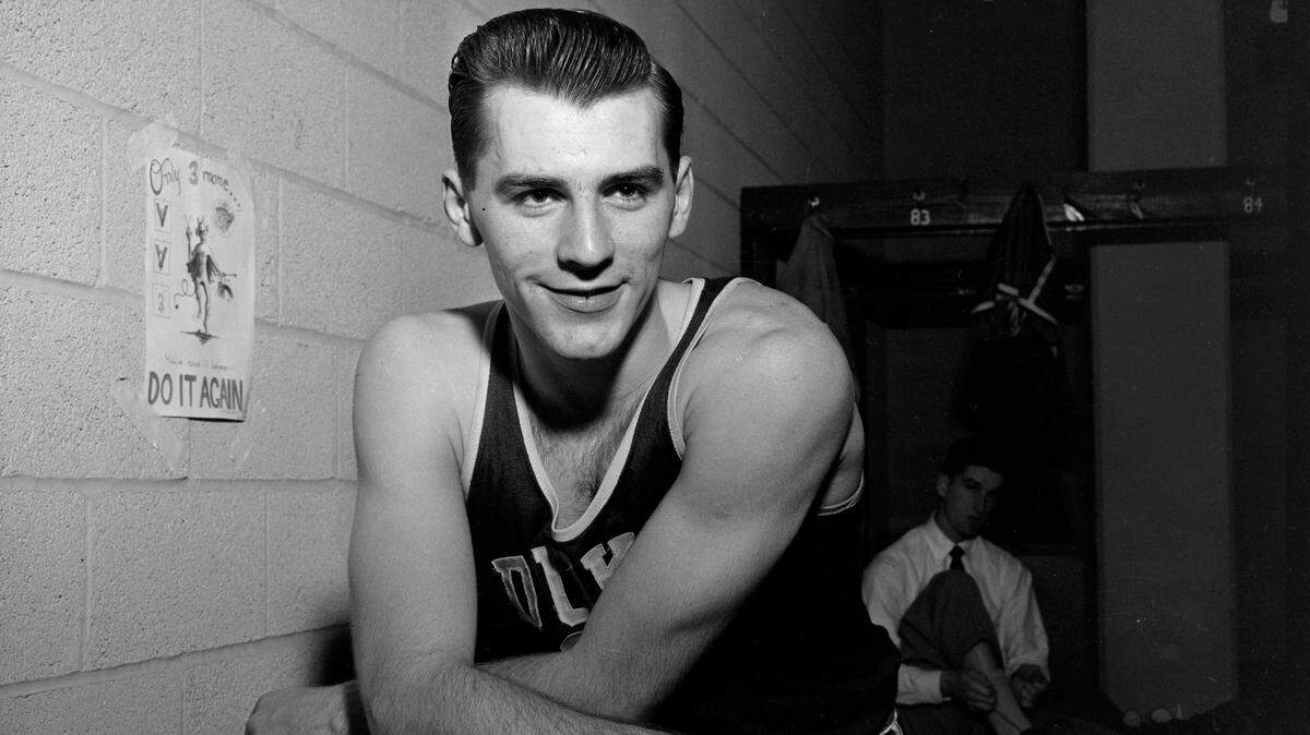 Duke’s Dick Groat in 1950 before a Dixie Classic game in Raleigh.