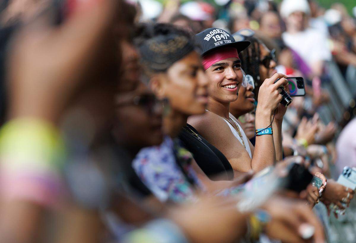 Crowds watch as Wale performs during the fifth Dreamville Festival on Sunday, April 6, 2025, at Dorothea Dix Park in Raleigh, N.C.