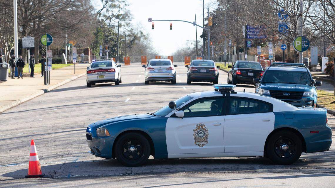 Jones Street was closed by law enforcement as Governor Roy Cooper took the oath of office to begin his second term on Saturday, January 9, 2021 in Raleigh, N.C. A large perimeter was established around the Executive Mansion during the inauguration.