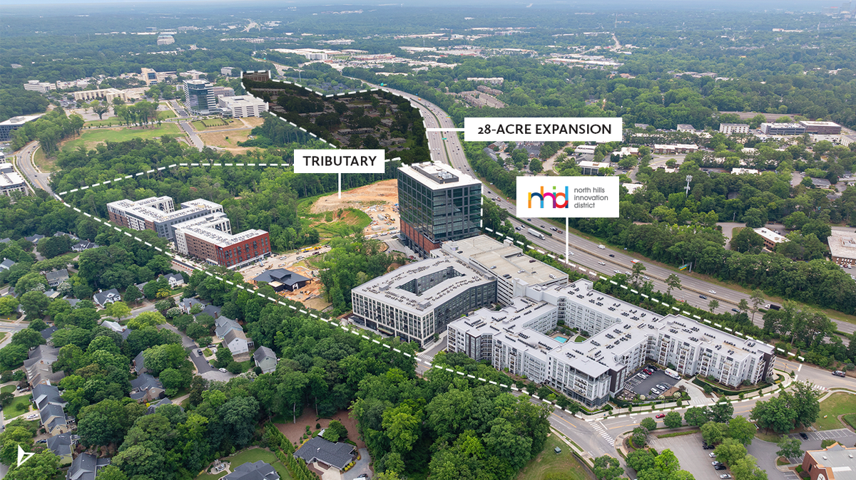 An aerial view of the expansion of North Hills’ Innovation District.