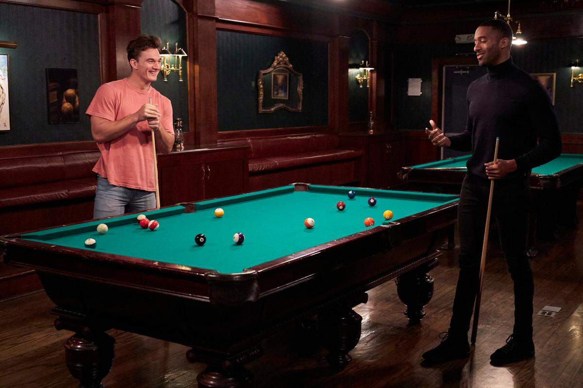 Bachelor Nation fan favorite Tyler Cameron, left, stops in to hang with his best friend Matt James, a Raleigh native, on the Feb. 8 episode of “The Bachelor.”