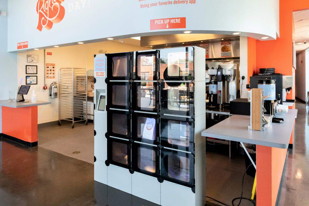 Rise Southern Biscuits & Righteous Chicken installed kiosks with heated lockers for ordering and picking up food in its Carrboro and Durham locations last year. The company’s new Chapel Hill storefront will employ the same technology.