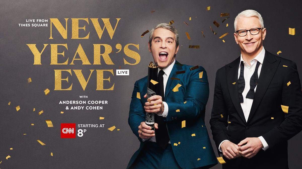 Andy Cohen, left, and Anderson Cooper host CNN’s New Year’s Eve coverage for 2022.
