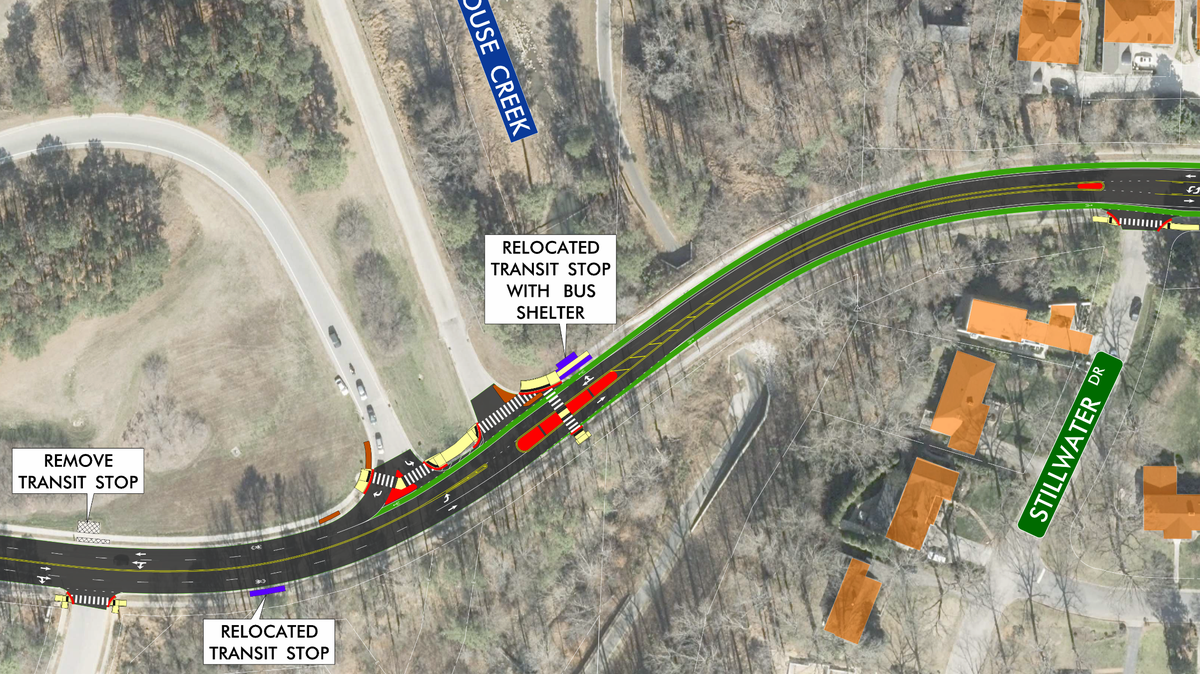 The City of Raleigh plans to overhaul Lake Boone Trail between the Beltline/Interstate 440 and Ridge Road, including new bike lanes and a new median and crosswalk near the exit and entrance ramps to eastbound I-440.