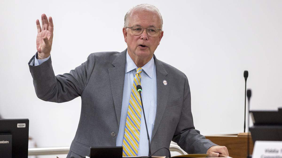 North Carolina State Auditor Dave Boliek addresses the House Committee on Government Efficiency on Tuesday September 23, 2025 at the Legislative Office Building in Raleigh, N.C.