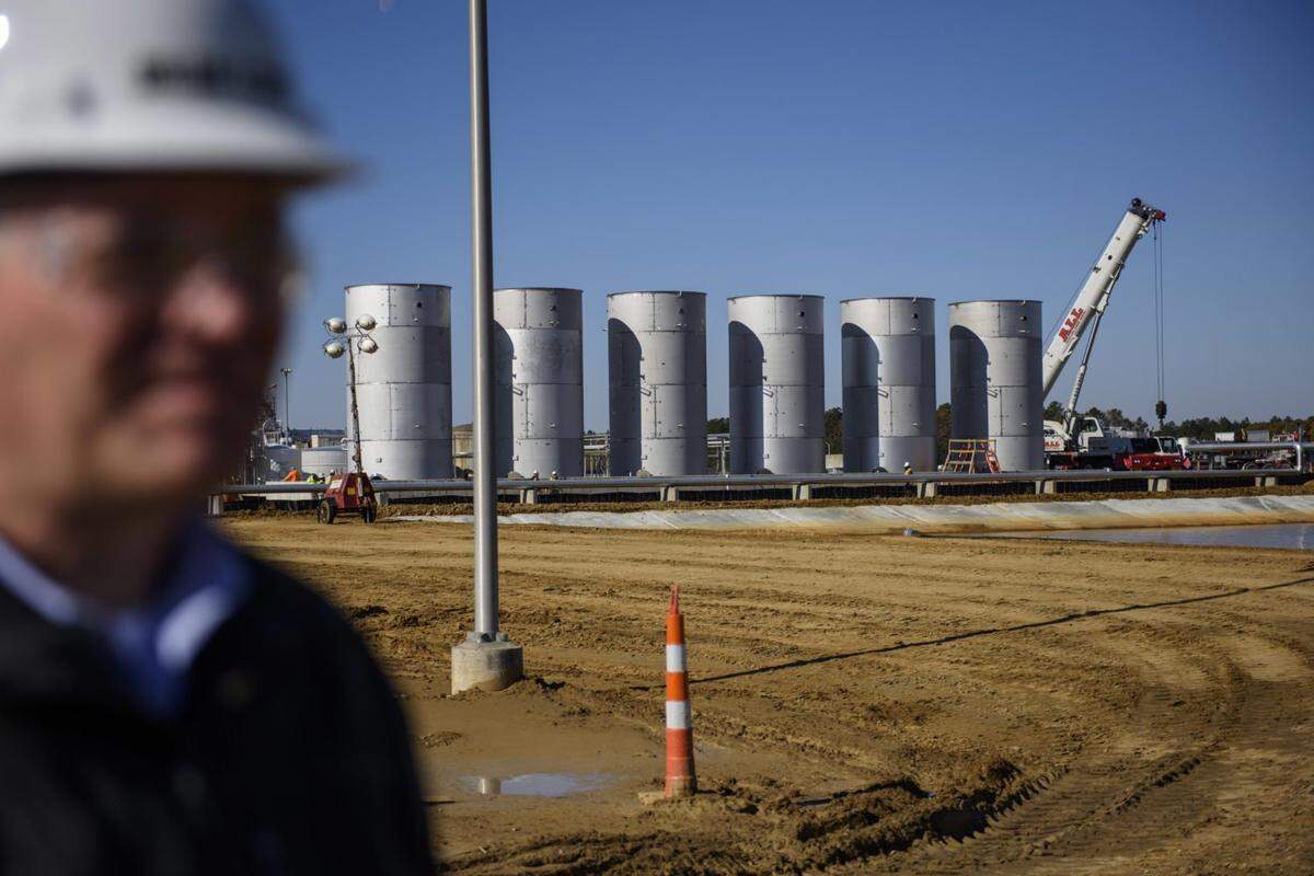 Container tanks at the Chemours plant on November 28, 2018. The new tanks were installed as a measure to reduce emissions and to follow through with a consent order.