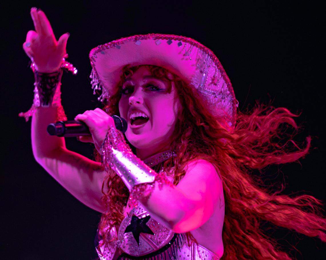 Chappell Roan brings her high energy performance to Red Hat Amphitheater’s stage, Wednesday night, June 12, 2024.