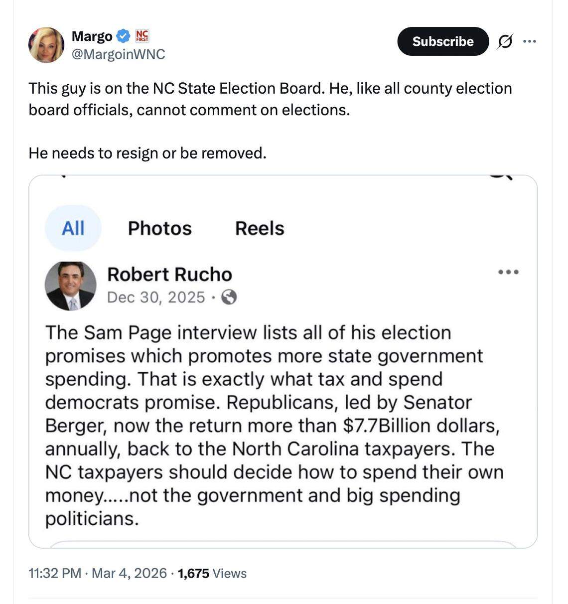 A screenshot of a post made by Margo Ackiss