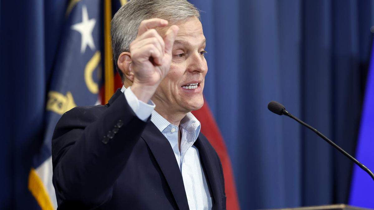 Gov. Josh Stein speaks while giving an update on N.C. Strong in Raleigh  on Jan. 15.