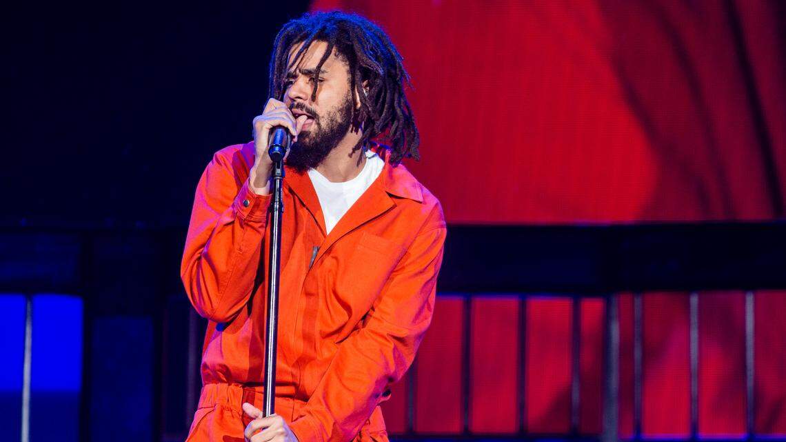 In this Sept. 7, 2017 file photo, J. Cole performs at The Budweiser Made In America Festival in Philadelphia.  The Platinum-selling rapper is honoring his home state by launching a music festival in North Carolina this September 2018. Dreamville Records and ScoreMore Shows announced Friday, April 27, 2018,  that the inaugural Dreamville Festival will debut Sept. 15 in Raleigh at Dorothea Dix Park.  Cole, who was born on a military base in Germany, was raised in Fayetteville, North Carolina.