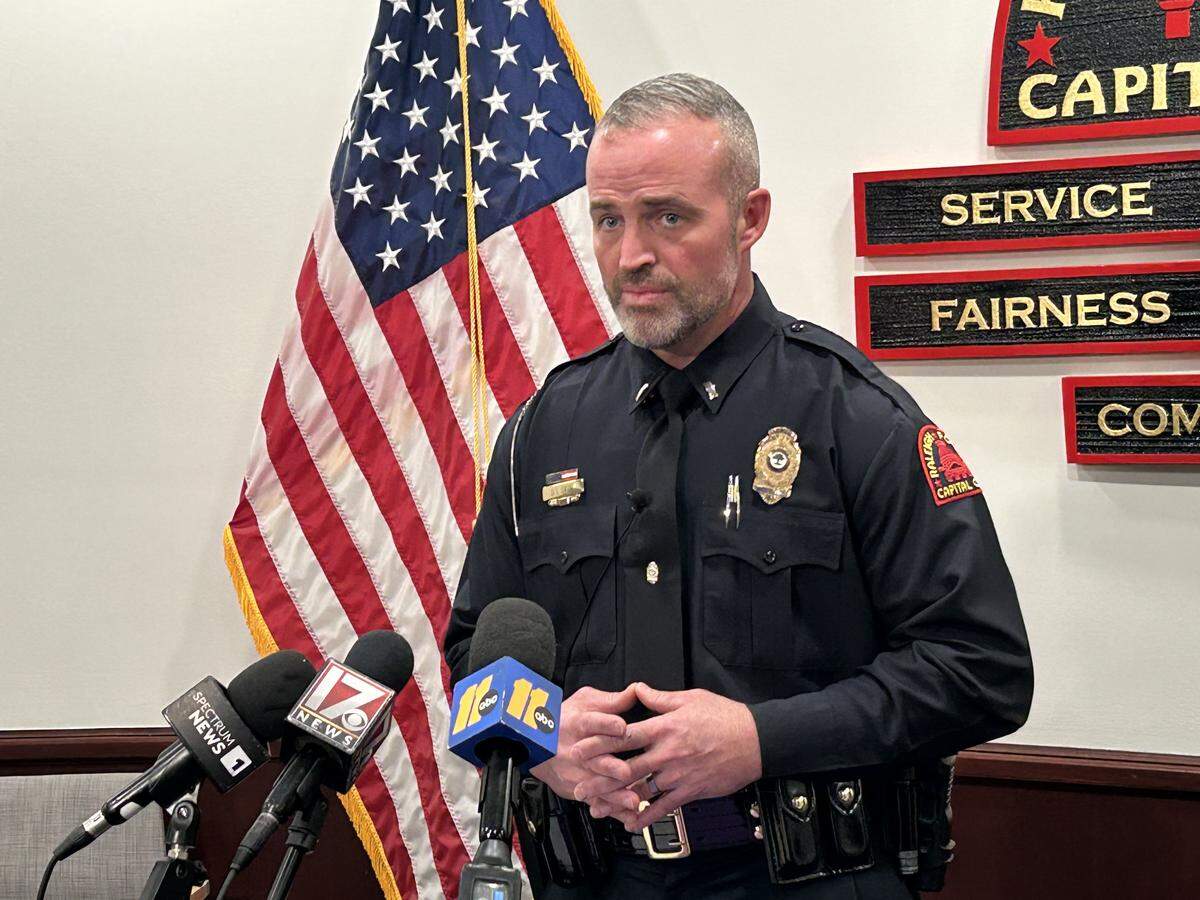 Raleigh Police Lt. David Davis announces the arrest of a Rex Hospital nurse.