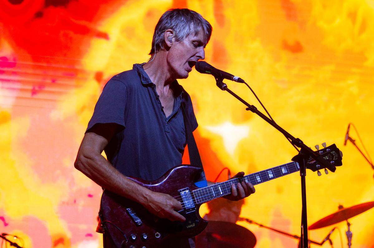 Pavement’s lead singer Stephen Malkmus on guitar on the main stage at the Hopscotch Music Festival, Thursday night, Sept. 7, 2023 in downtown Raleigh, N.C..at the Hopscotch Music Festival, Thursday night, Sept. 7, 2023 in downtown Raleigh, N.C..