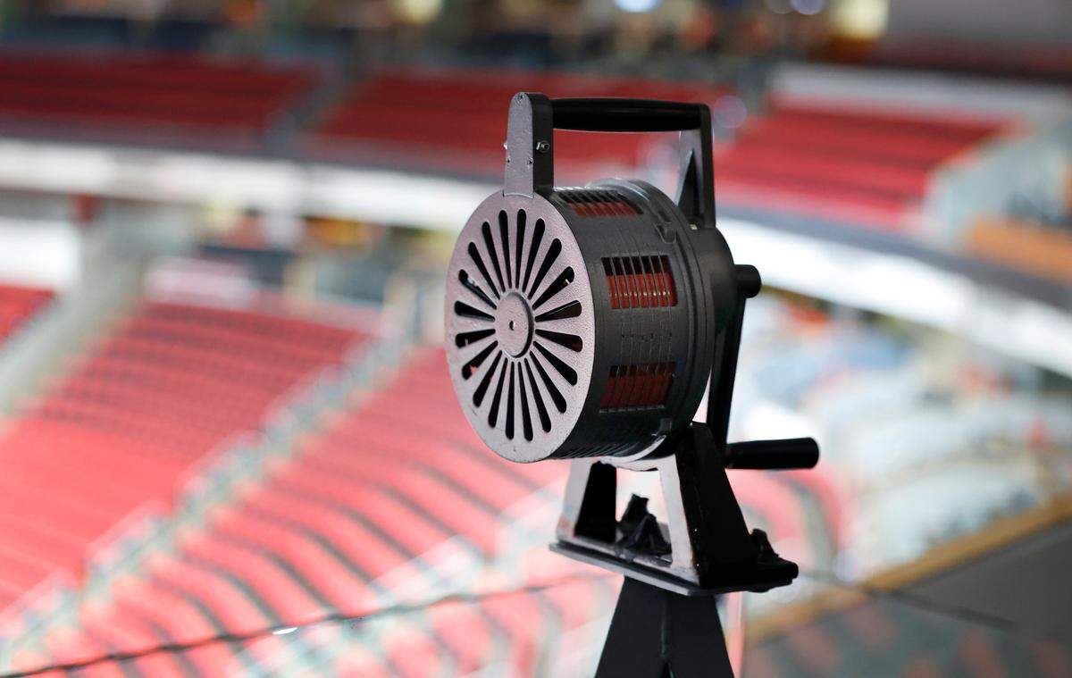 The Carolina Hurricanes siren has electrified the Lenovo Center since the 2008-2009 season. Photographed Wednesday, May 7, 2025.