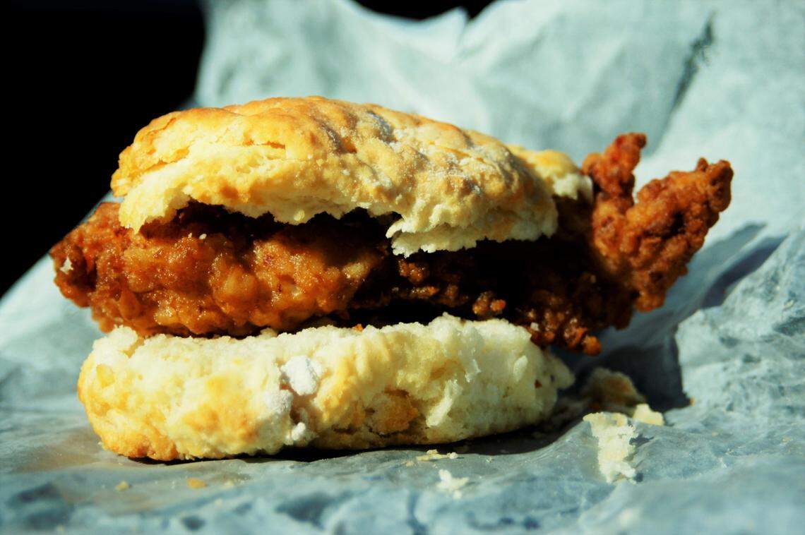 Sunrise Biscuit Kitchen makes one of the Triangle’s most popular biscuits, and one of the most popular chicken biscuits.