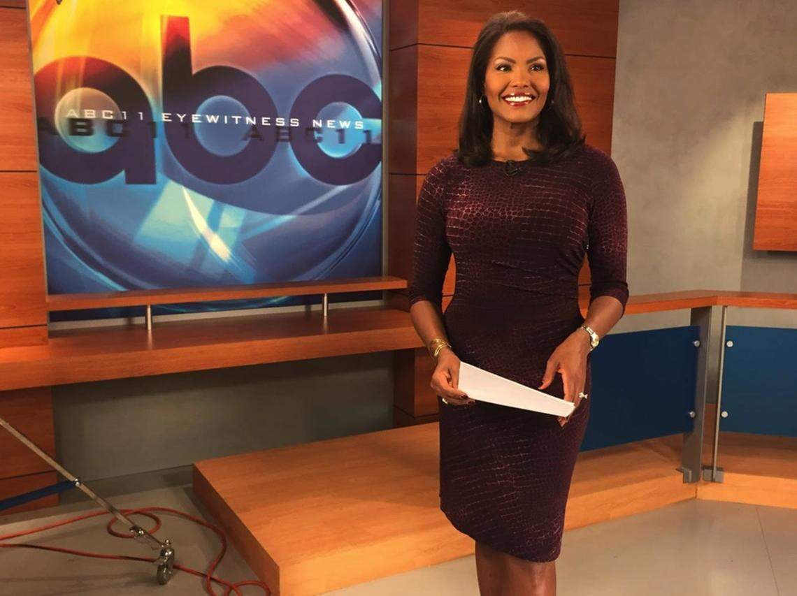 Weekday evening anchor Tisha Powell on the WTVD / ABC11 set.