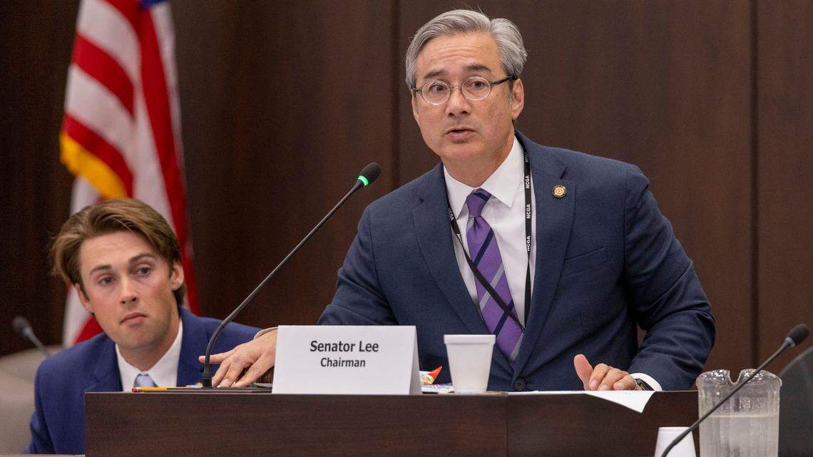 Sen. Michael Lee presides over the Senate Education/Higher Education Committee during its meeting on Wednesday, May 25, 2022 in the Legislative Office Building in Raleigh, N.C.