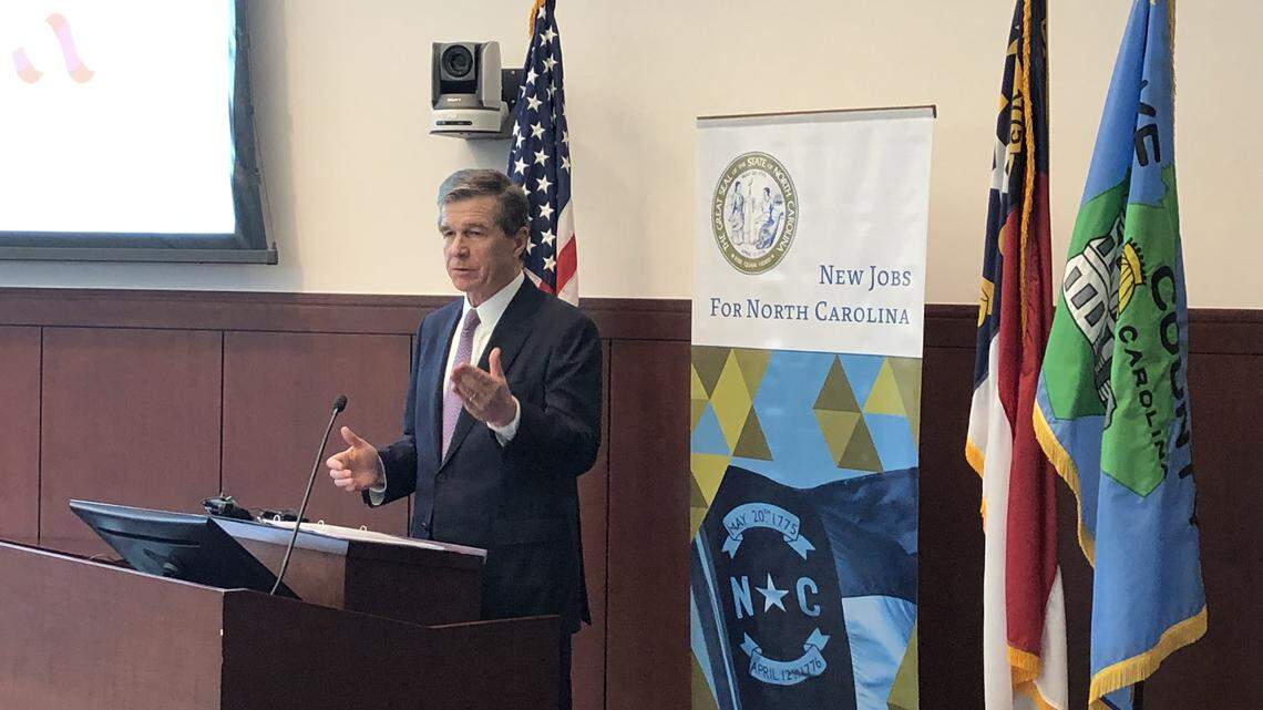 Gov. Roy Cooper talks about Microsoft’s 500-job expansion in Wake County on Dec. 17, 2019.