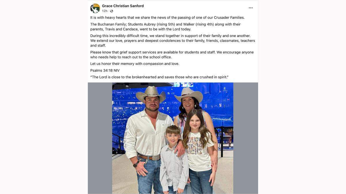 The Buchanan family of Lee County, Travis, Candace, Aubrey and Walker, all died in a plane crash outside Sanford.