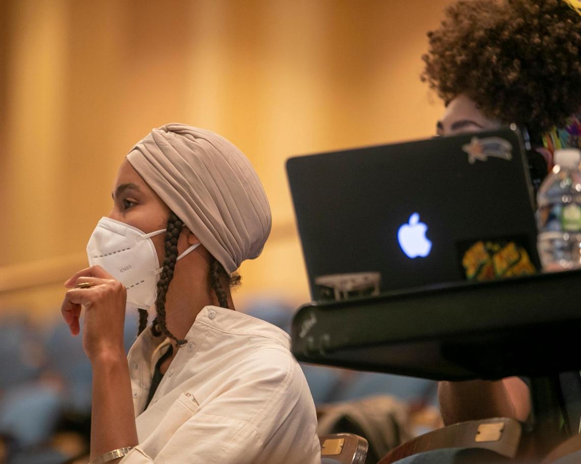 Omar director Kaneza Schaal, during the dress rehearsal on Wednesday, February 22, 2023 at Memorial Hall in Chapel Hill, N.C.