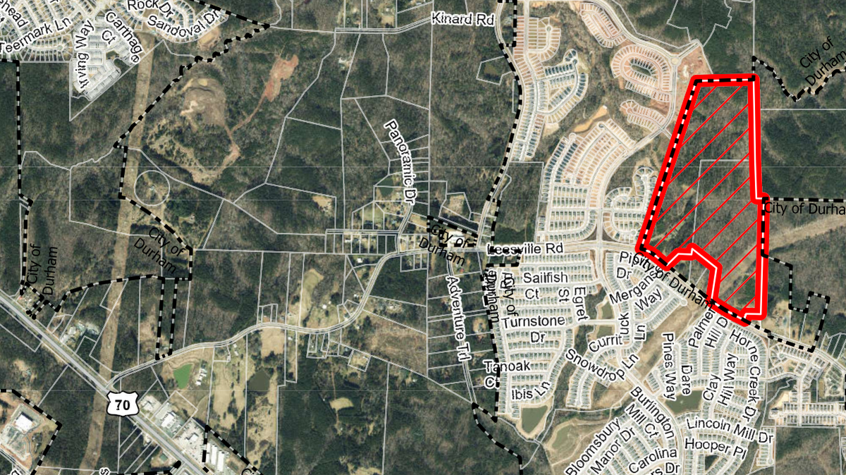 The city of Durham annexed 88 acres on Leesville Road and rezoned to allow 330 townhouses in a split vote Sept. 6, 2022. Horvath Associates is developing the property.