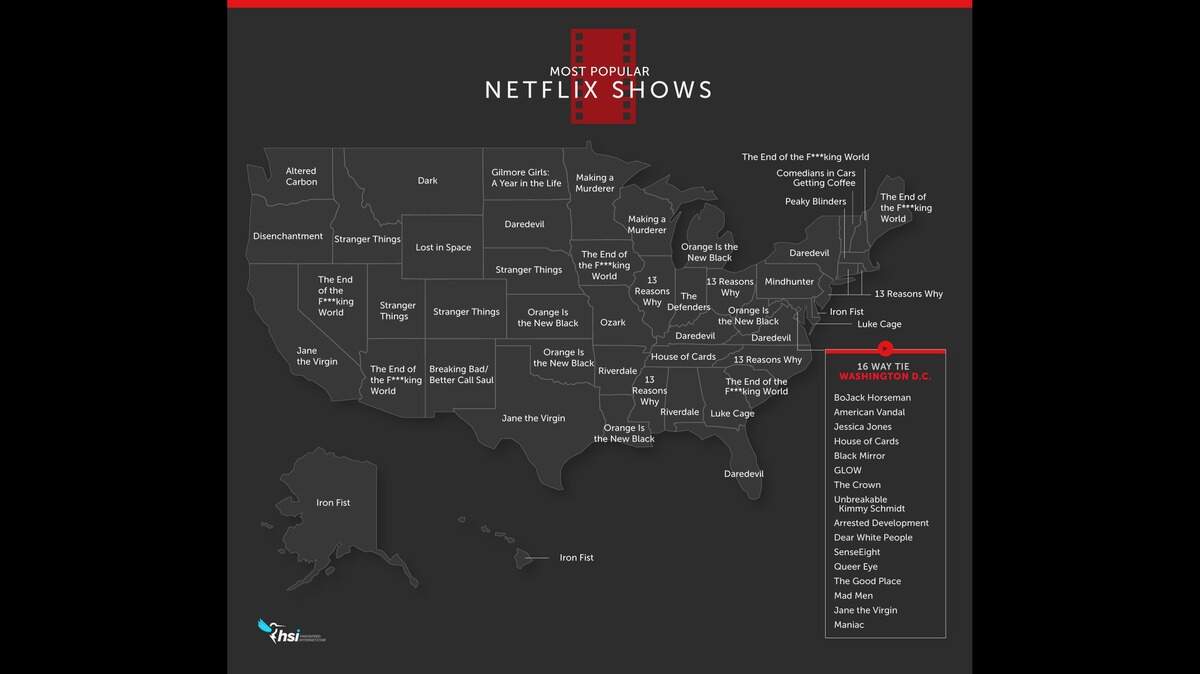 The most popular Netflix shows by state in 2018.