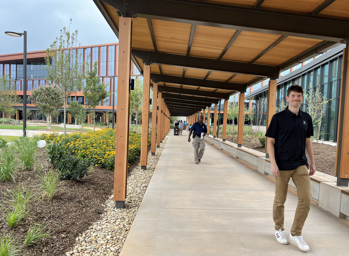 Bandwidth’s new campus includes a network of native plantings and walking trails, a pond, and even its own apiary in west Raleigh.