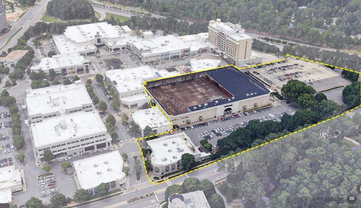 The current corner with a J.C. Penney and parking that would be redeveloped and built for the North Hills expansion.
