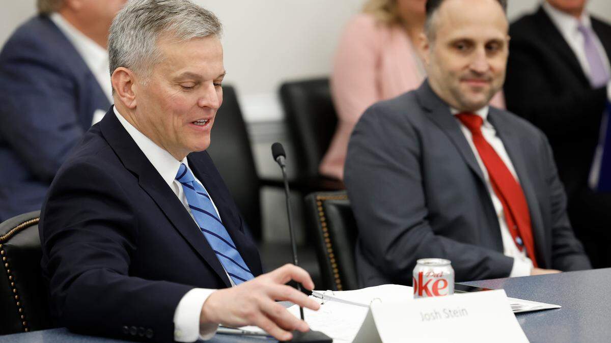 Attorney General Josh Stein speaks during the Council of State meeting in Raleigh, N.C., Tuesday, Jan. 9, 2024.