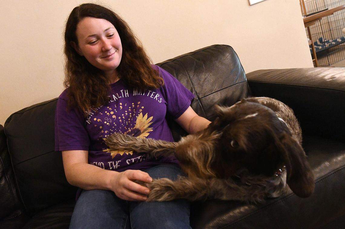 Ariel Wolf plays with Jubilee and talks about her experiences in child psychiatric centers. Often, she was over-sedated, she said. ÒI didnÕt have enough brainpower to do anything more ... than sit and drool in the corner.” She wasnÕt the only one. Many of the other children were overmedicated to the point they were drooling, urinating and defecating on themselves.