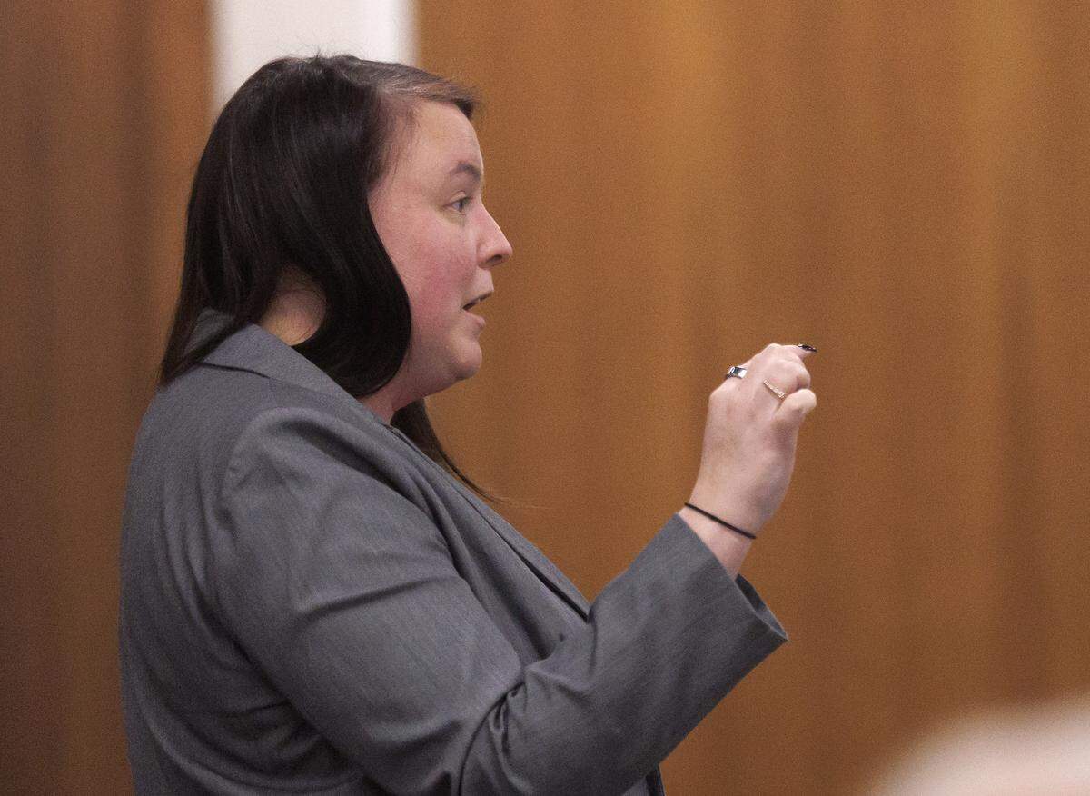 Assistant District Attorney Anna Orr presents the prosecution’s closing argument to the jury in the trial of Issiah Ross in Orange County Superior Court on Thursday, Jan. 22, 2026, in Hillsborough, N.C. 