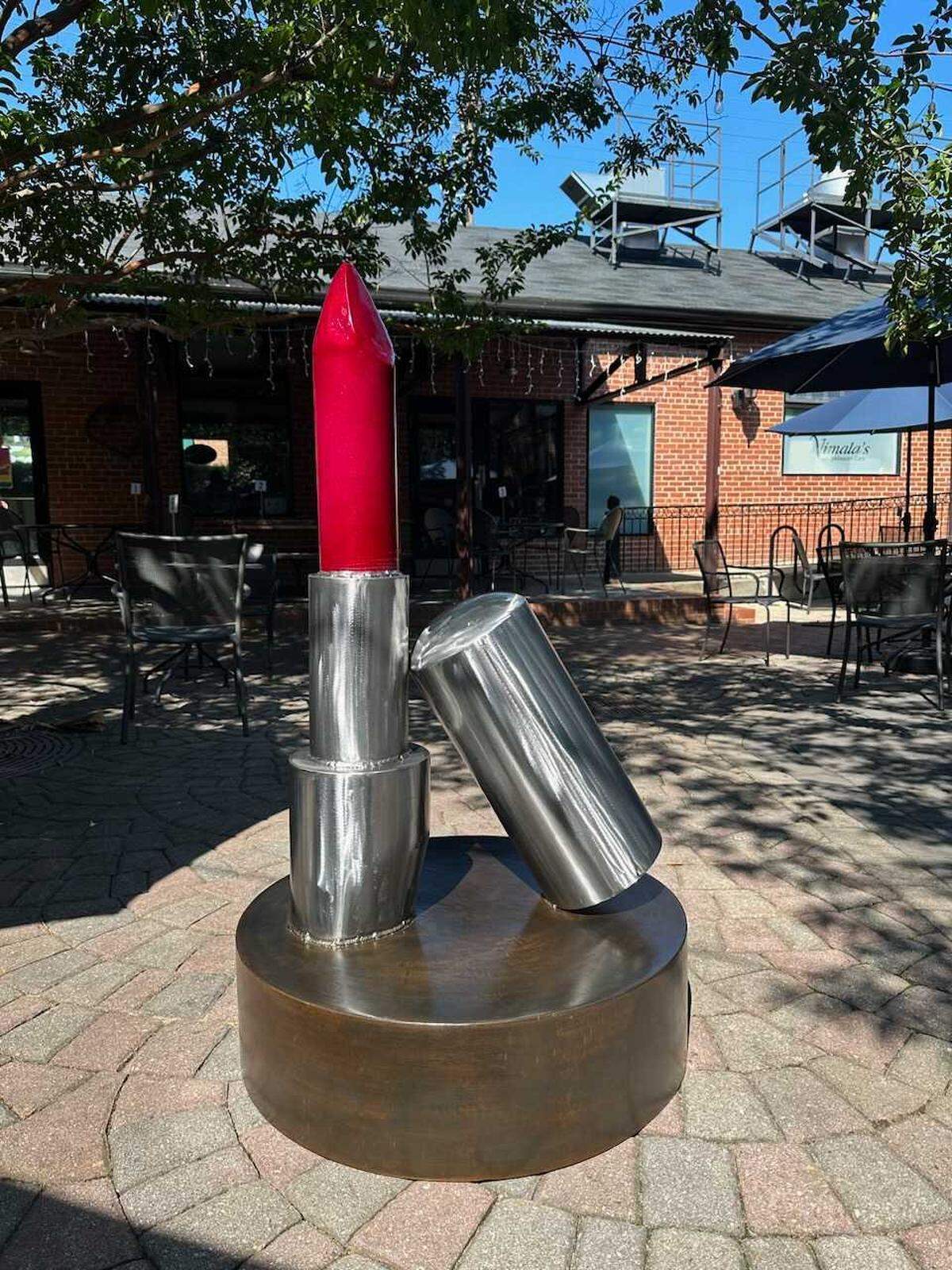 ‘Lipstick Effect’ by Angel Boar is part of the Uproar NC arts festival. The sculpture can be found by Vimala’s Curryblossom Cafe at 306 W. Franklin St.