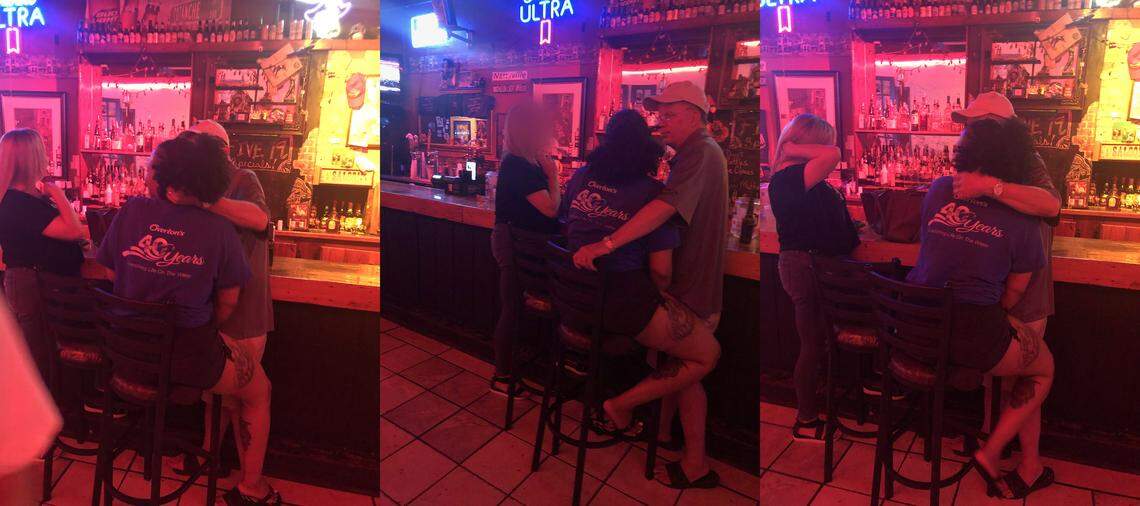 ECU interim chancellor Dan Gerlach (right) has been placed on administrative leave after videos and photos circulated showing him in a Greenville, NC bar.