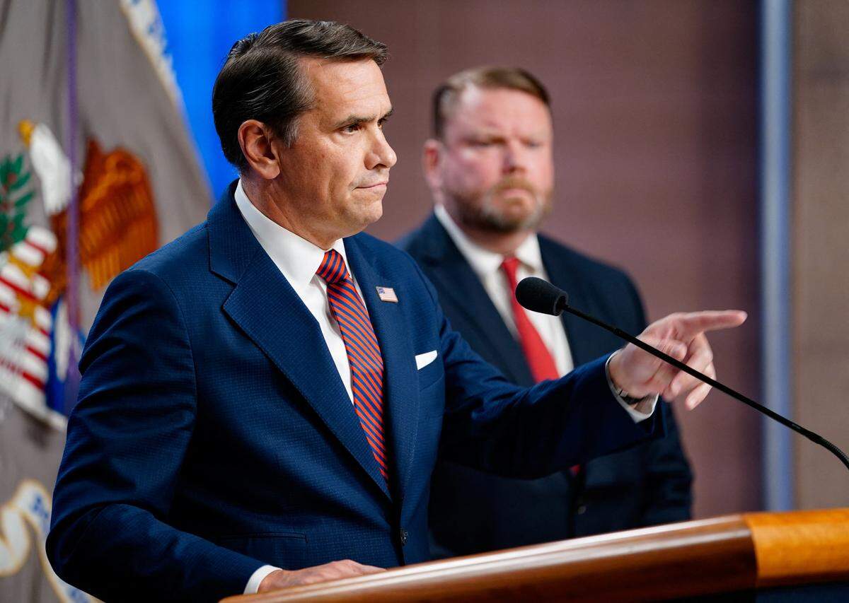 Acting U.S. Attorney General Todd Blanche announces a second indictment of former FBI Director James Comey during a press conference at the Justice Department in Washington, D.C.