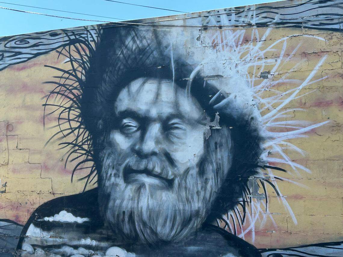 Robert Harrill, the Fort Fisher Hermit, is memorialized in a mural on the back of The Last Resort in Carolina Beach.