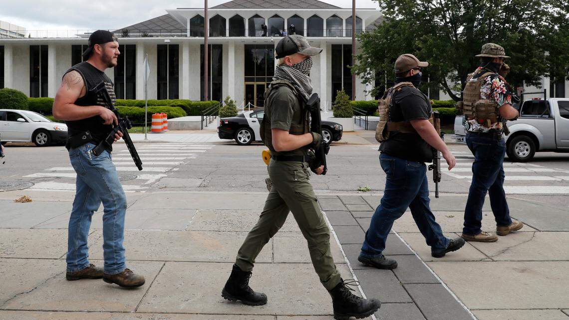 Armed group marches in downtown Raleigh to protest coronavirus stay-at-home order