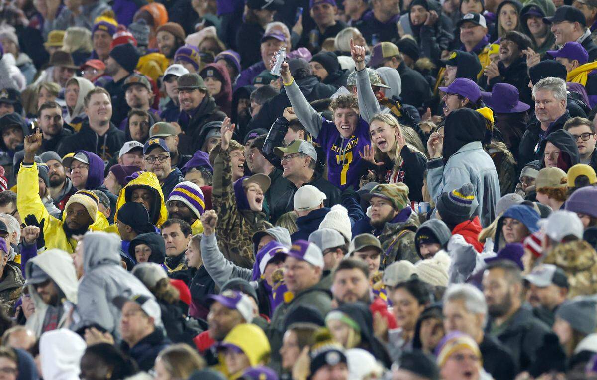 East Carolina fans celebrate during the first half of N.C. State’s game against ECU in the Military Bowl at Navy-Marine Corps Memorial Stadium in Annapolis, Md., Saturday, Dec. 28, 2024.